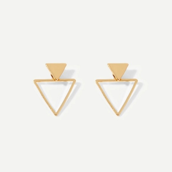 MILK + TEA Jewelry - Open Triangle Shaped Dainty Gold Stud Earrings